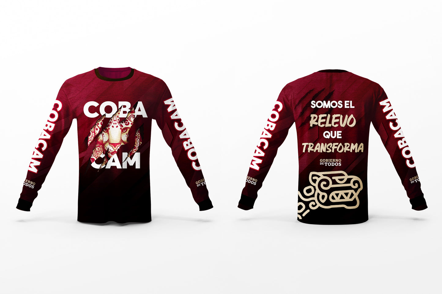 Playera Jersey Guinda Manga Larga Deportiva Unisex. Precio más IVA.