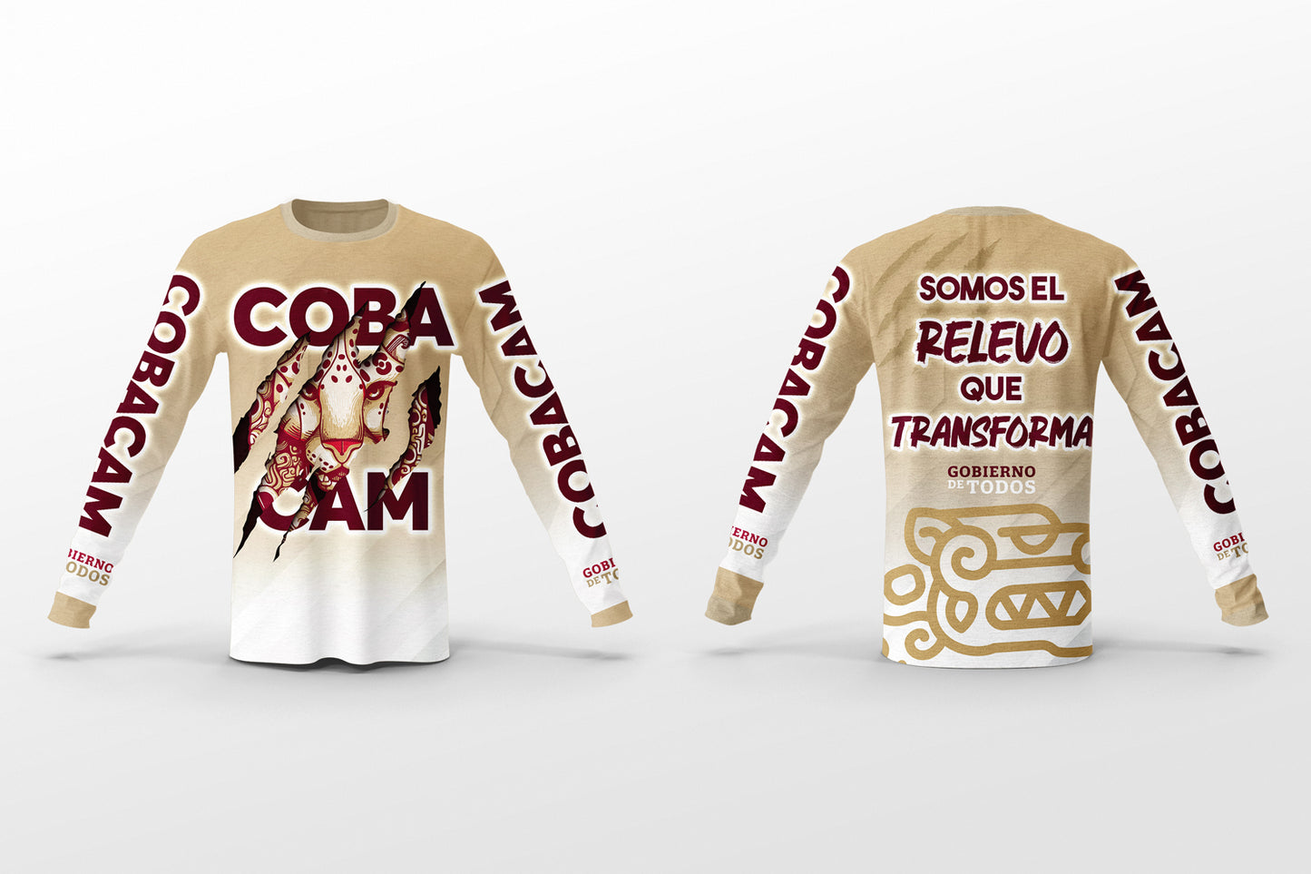 Playera Jersey Beige Manga Larga Deportiva Unisex. Precio más IVA.